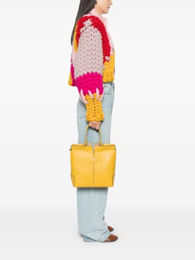 Tod's Small Di Bag Folio Tote Bag In Yellow