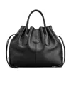 Tod's Small Di Drawstring Leather Tote Bag In Black