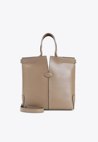 Tod's Small Di Folio Tote Bag In Brown
