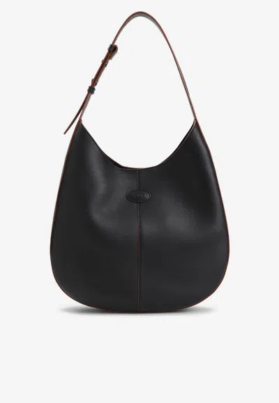 Tod's Small Di Hobo Bag In Calf Leather In Black