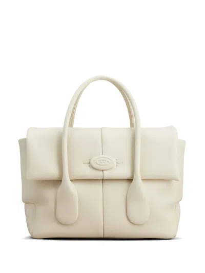Tod's Reverse Small Double Handle Bag In Leather In Neutral