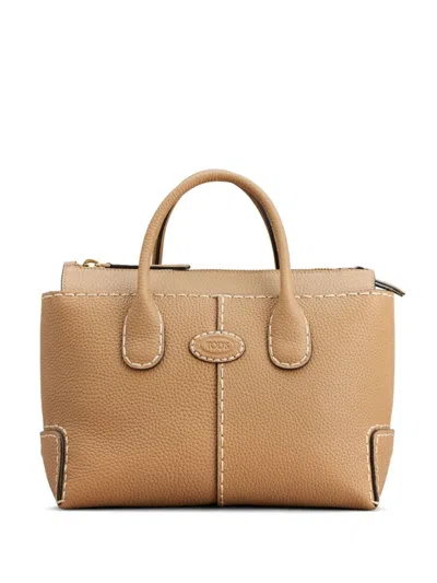 Tod's Small Di Leather Tote Bag In Neutrals