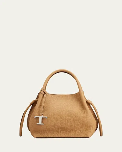Tod's Small Grain Leather Bucket Bag In Brown