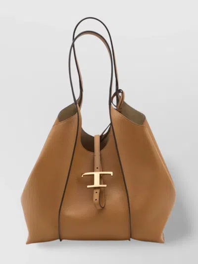 TOD'S SMALL GRAINED LEATHER SHOPPING BAG