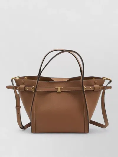 Tod's Small Leather Beach Shopping Bag In Blue