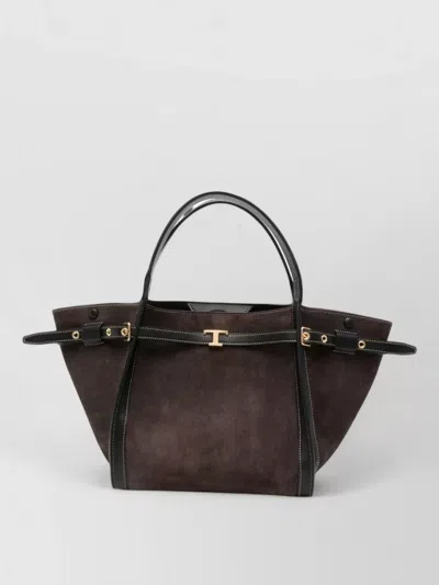 Tod's T Timeless Small Leather Tote Bag In Brown
