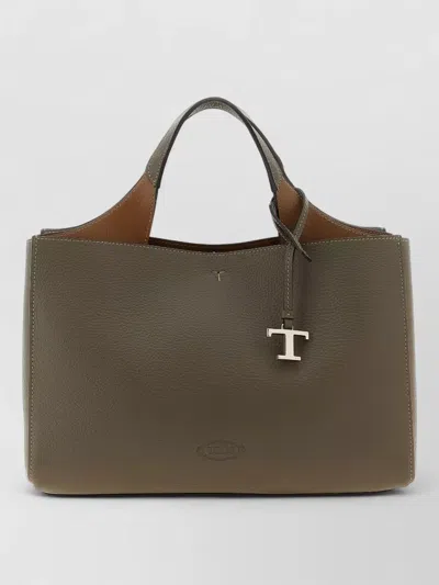 Tod's Small Leather Bucket Tote Bag Handles Strap In Green