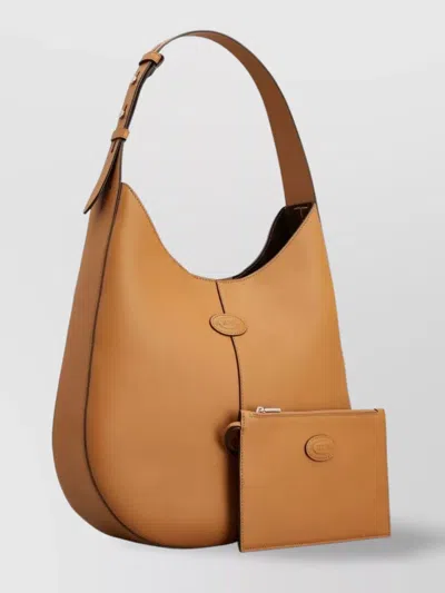 Tod's Small Leather Hobo Bag With Adjustable Strap In Brown