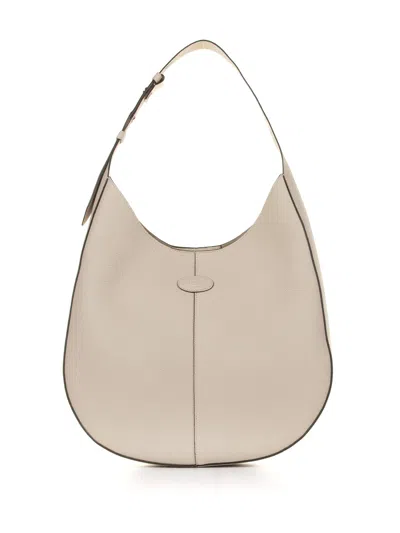 Tod's Small Leather Hobo Shoulder Bag In Naturale