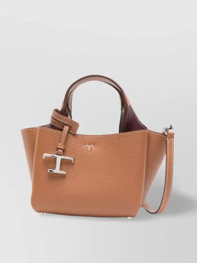 Tod's Small Leather Tote Bag In Brown