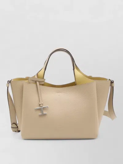 Tod's Small Leather Tote Bag Dual Handle In Neutral