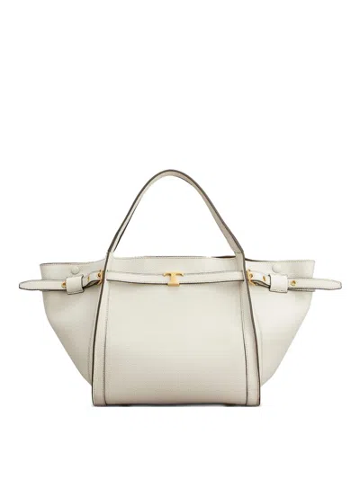 Tod's Small Leather Tote Bag In White