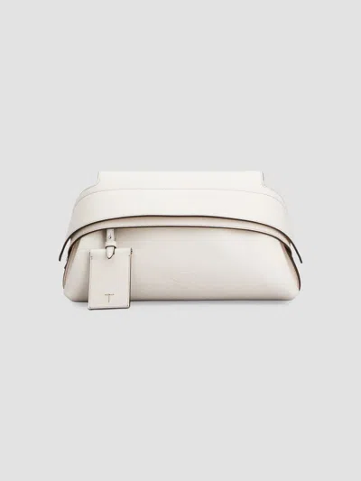 Tod's Small Leather Wave Pouch In Yogurt