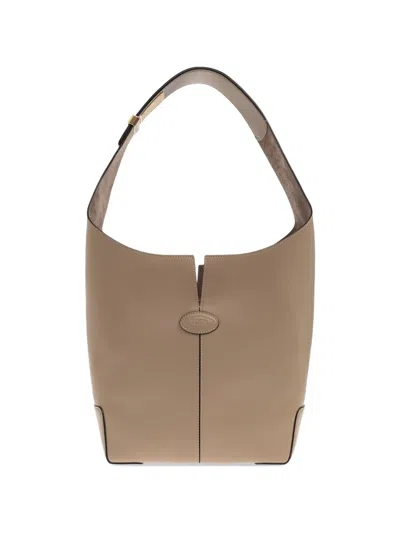 Tod's Small Logo-patch Leather Tote Bag In Blue