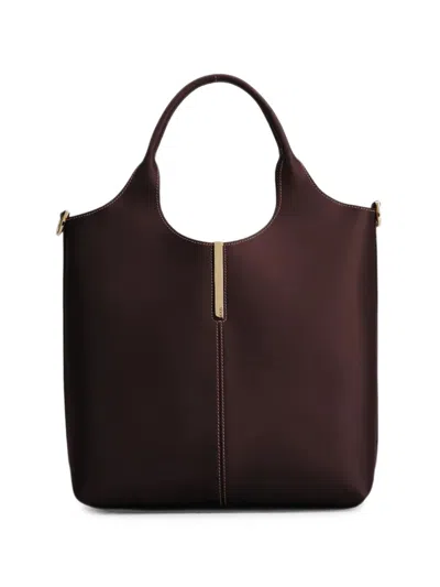 Tod's Small Logo-plaque Leather Tote Bag In Brown