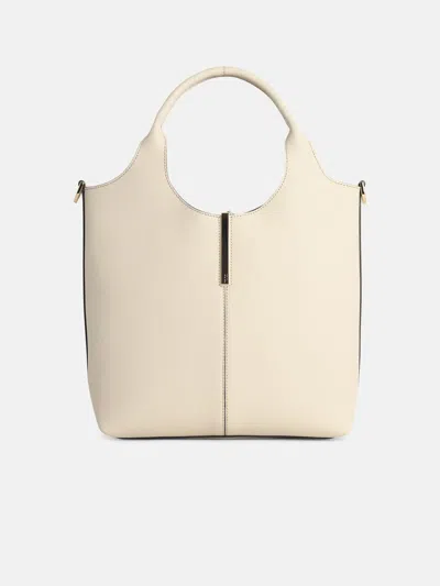 Tod's Small 'shopping Tote' Cream Leather Bag In Neutral