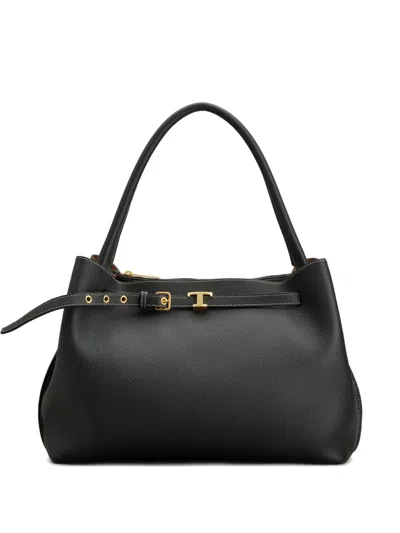 Tod's T Timeless Leather Top Handle Bag In Black