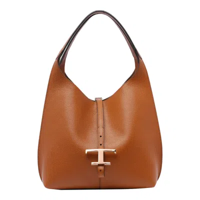 Tod's Small T Timeless Shoulder Bag In Brown