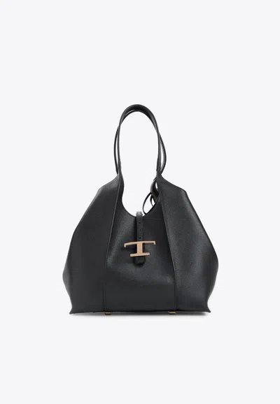 Tod's Small T-timeless Tote Bag In Black