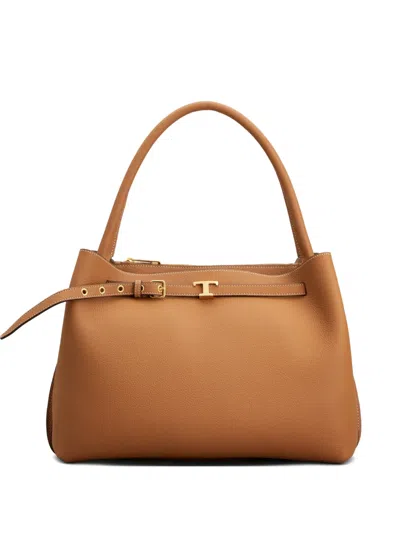 Tod's Small T Timeless Tote Bag In Brown