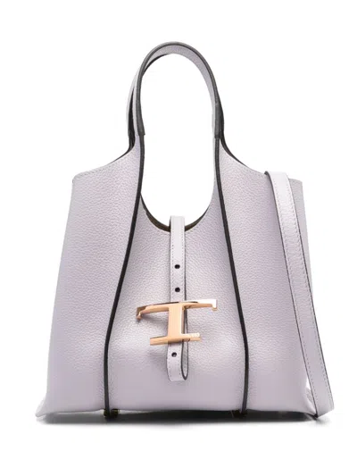 Tod's Small T Timeless Tote Bag In Grey