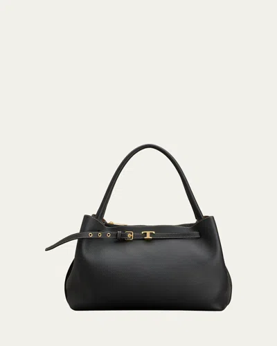 Tod's Small Timeless T Belted Leather Shoulder Bag In Black