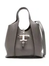 Tod's Small Timeless T-buckle Leather Tote Bag In Gray