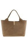 Tod's Small To Medium Suede Shopping Bag Tote Bag Beige In Brown