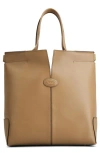 Tod's Small  Di Bag Folio Leather Tote In Cappuccino