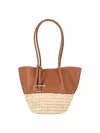 Tod's Stitched Handles Tote Bag With Woven Base In Brown