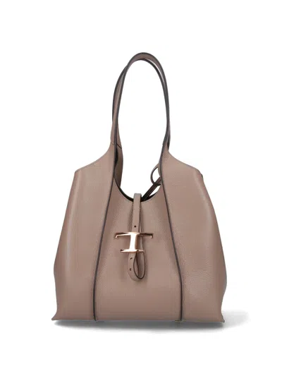 Tod's Small Tote Bag "t-timeless" In Brown