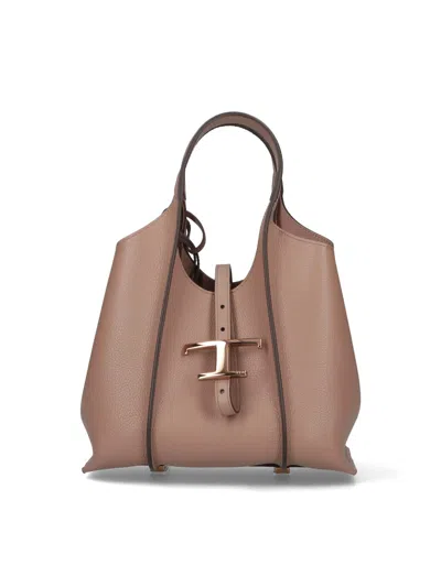 Tod's Small Tote Bag T-timeless In Sand