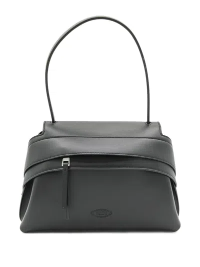 Tod's Small Wave Leather Shoulder Bag In Black