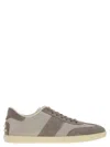 Tod's Men's Smooth Leather And Suede Tabs Sneakers In Grey
