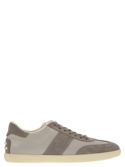 TOD'S SMOOTH LEATHER AND SUEDE TABS SNEAKERS