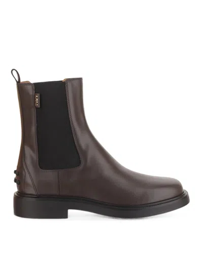 Tod's Smooth Leather Ankle Boots In Brown