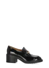 Tod's Block Heel Round Toe Loafers With Hardware In Black