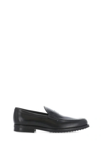 Tod's Smooth Leather Loafers In Black