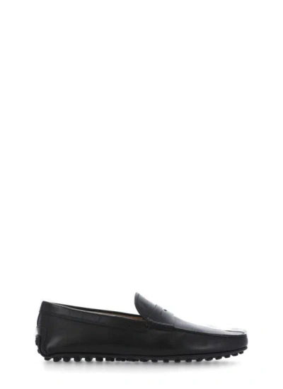 Tod's Smooth Leather Loafers In Black
