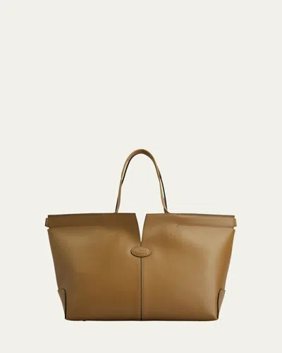Tod's Smooth Leather Shopper Tote Bag In Brown