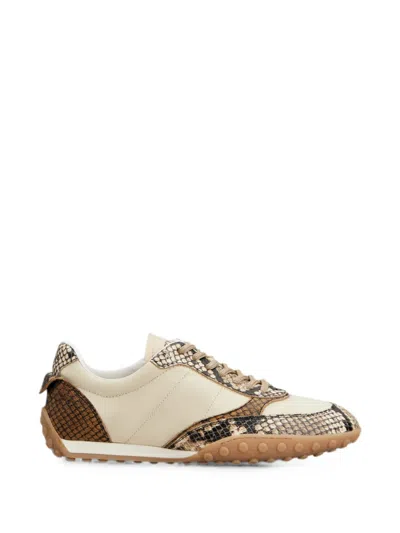 Tod's Snake-effect Panelled Sneakers In Neutral