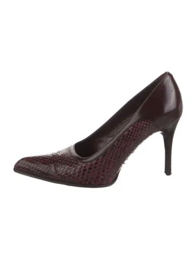 Pre-owned Tod's Snakeskin Animal Print Pumps In Burgundy