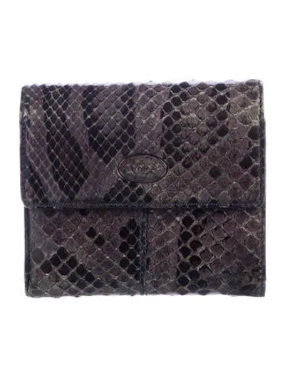 Pre-owned Tod's Snakeskin Animal Print Wallet In Blue