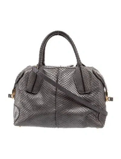 Pre-owned Tod's Snakeskin Top Handle Bag In Gray