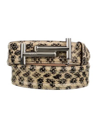 Pre-owned Tod's Snakeskin Waist Belt In Neutrals