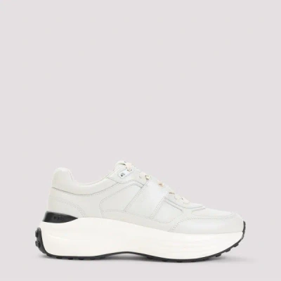 Tod's Low Top Leather Sneakers With Contrast Sole In White