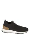 Tod's Midnight Blue Fabric Slip Ons In Black