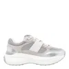 Tod's Sneakers In Fabric And Metallic Leather In Gray