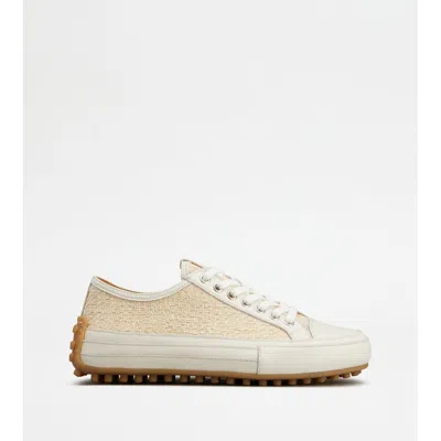 Tod's Sneakers In Fabric And Leather In Neutral