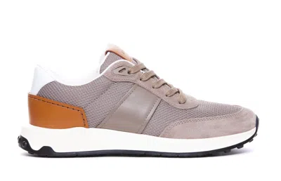 Tod's Trainers In Leather And Technical Fabric In Nude & Neutrals